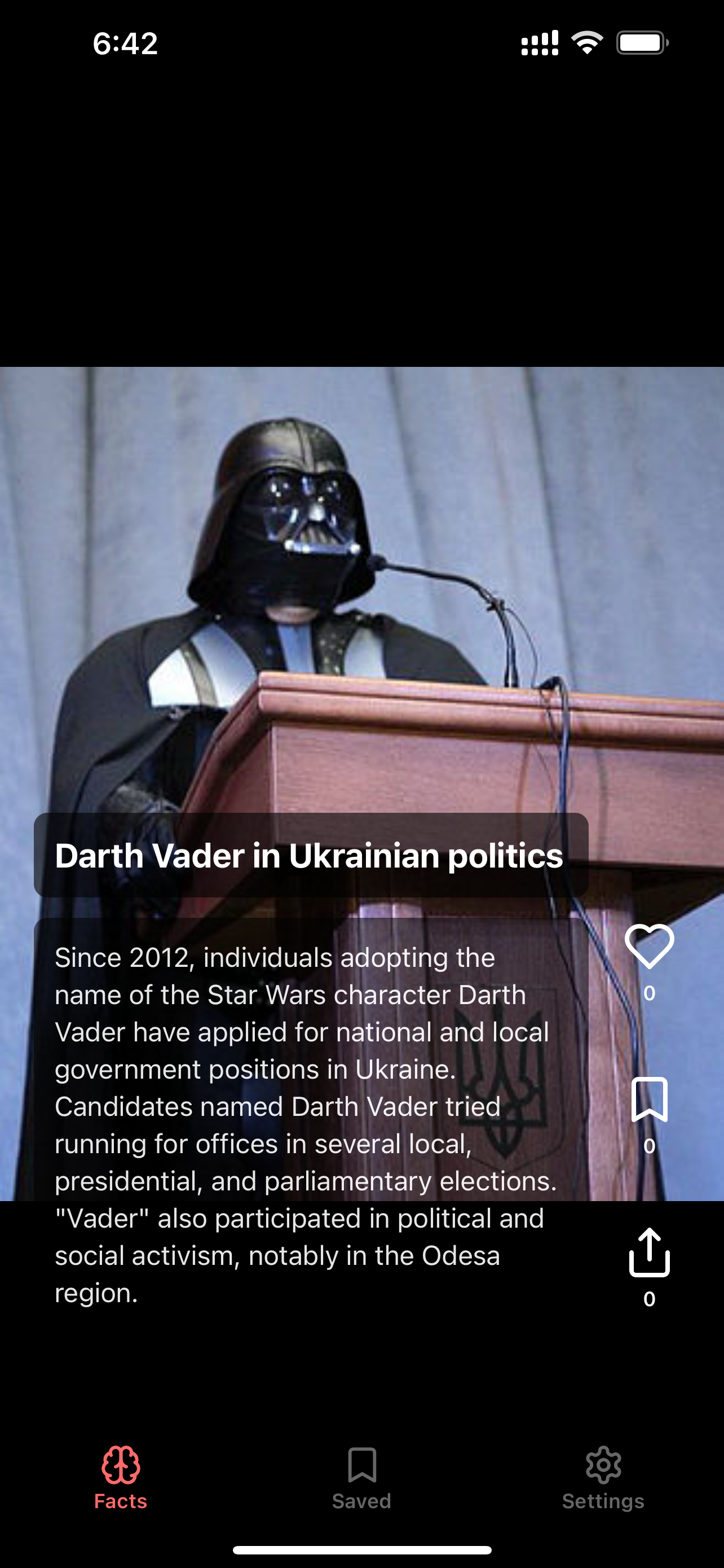 Darth Vader politics fact